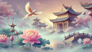 後宮の烏の世界観をイメージした幻想的な中華風の宮殿